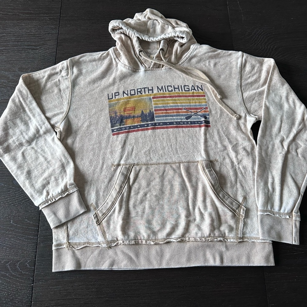 Blue 84 Beige Michigan Graphic Hoodie